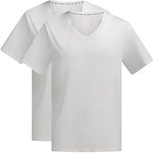 DIM V-hals Good Cotton Bio X2 T-shirt voor heren (2 stuks), Wit.