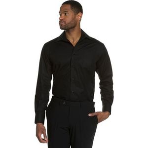 JP 1880 Menswear 703633 Herenhemd, oversized, maat L-8XL tot 8XL, zakelijk hemd, borstzak, kraag en comfortabele pasvorm, puur katoen, gemakkelijk te strijken, zwart.