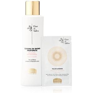 Helan, Fior di Talc, Bain moussant délicat, douche corporelle et cheveux – Shampooing hydratant et restructurant – Respecte la peau, naturel, parfumé, fleurs de mauve et d'amandes douces – 200 ml