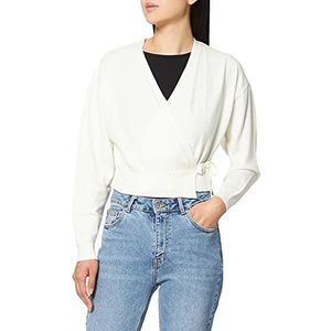 NA-KD Gebreid vest met overlappende cardigan voor dames, Gebroken wit