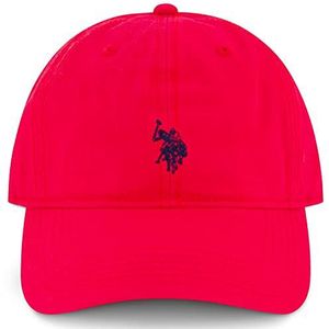 U.S. POLO ASSN. Us Polo Assn. Verstelbare katoenen baseballpet, gebogen rand, met klein geborduurd pony-logo, rood, één maat (6 stuks) heren