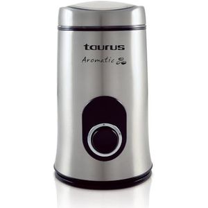 Taurus Aromatic elektrische koffiemolen, 150 W, korrelgrootte: 50 g, startknop, messen en tank van roestvrij staal, kabelopslag, fijne maalwerk, grijs