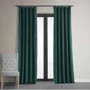 HPD Half Price Drapes Fluwelen verduisteringsgordijnen 213,4 cm lang - warmte- en lichtgordijn - voor slaapkamer en woonkamer (1 paneel), 127 x 213 cm (b x l), bosgroen