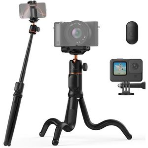 K&F Concept MS29 Flexibel statief voor smartphone en camera, intrekbare selfiestick, mini-standaard met afstandsbediening, statief met statiefhouder, statief voor iPhone/Samsung