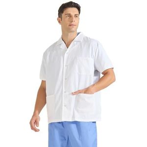 Misemiya - Witte chemie uniseks - medische blouse heren - laboratoriumjas heren - werkjas dames Q816 - klein, wit, Wit.