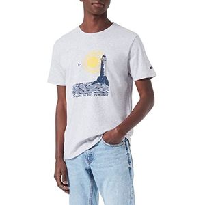 Armor Lux T-shirt met zeefdruk voor heren, Bdm koplamp grijs gemêleerd