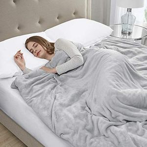 Sleep Philosophy Superzachte en comfortabele pluche verzwaringsdeken met polyestervulling en parels, afneembare overtrek met ritssluiting voor volwassenen, 60 x 70-5,4 kg, grijs