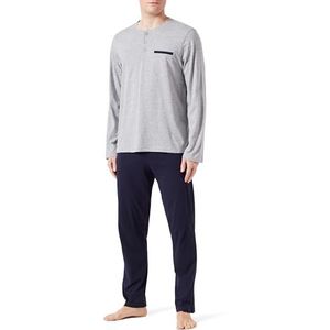 Dagi Ensemble pyjama pour homme - Gris mélangé - Taille normale - Jambes supérieures - Manches longues - Col rond, gris, M