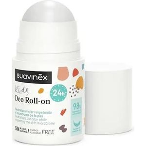Suavinex, Déodorant pour enfants au format Roll On, sans alcool, sans aluminium, convient aux peaux sensibles, testé cliniquement, efficacité 24h, 98% d'ingrédients d'origine naturelle, unisexe, à