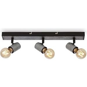 Briloner - Plafondspot, plafondlamp, draaibaar, plafondlamp, 3x E27-fitting, zilver-crafted, 480x50x110mm