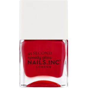 Nails Inc Mayfair made me do it sneldrogende nagellak, helder rood, sneldrogend in 45 seconden, nagelversterking met zeshoekig, calcium, magnesium, zonder wreedheid, manicure