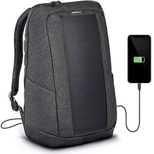 SUNNYBAG Iconic Zonnerugzak met geïntegreerd 7 W zonnepaneel | USB-poort | draadloos opladen | 17 inch laptopvak | 20 liter | waterafstotend gerecycled textiel | grafiet