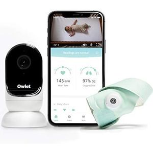 Owlet Babyfoon Duo - NIEUW Baby Monitor Smart Sock 3 + HD Video Cam - Volg Hartslag, Zuurstofgehalte en Slaapritme Overal Vandaan