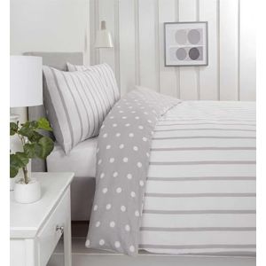 So Soft dekbedovertrek Spots & Stripes - Grijs - microvezel - lits-jumeaux - 230x220 cm - 50x75 cm kussenslopen