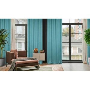 Eurofirany Carlo Schwer 386926 Thermo-verduisteringsgordijn met ringen, 340 g/m², bescherming tegen kou, verduisteringsgordijn voor woonkamer en slaapkamer, 135 x 250 cm, turquoise