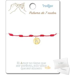 cotigo Rode armband met 7 knopen met initialen A-Z van roestvrij staal, amuletten voor geluk en bescherming, boze oogarmband voor koppels en vriendschap, verstelbaar rood koord