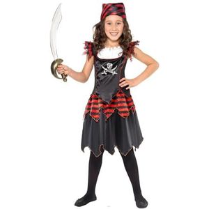 Aptafêtes Smiffys piratenkostuum voor meisjes, doodshoofd, met jurk en sjaal, M - leeftijd 7-9 jaar