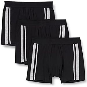 Schiesser 3-pack heren shorts biologisch katoen soft waist strepen stretch 95/5, zwart.