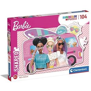 Clementoni - Barbie Supercolor Puzzel-Barbie-104 stukjes, vorm, kinderen 6 jaar, cartoon-puzzel, gemaakt in Italië, 27162, meerkleurig