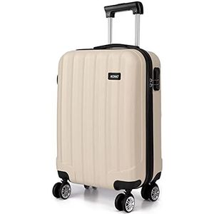 Kono Harde en duurzame koffer met 4 zwenkwielen van lichtgewicht ABS, 50,8 cm, 61 cm, 71,1 cm, Beige, Handbagage