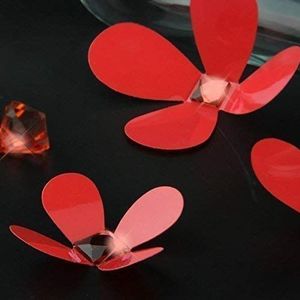 WALPLUS 12 stuks 3D muurstickers bloemen kristal rood 10x18x3,5 cm