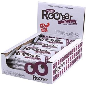 Roo'bar Proteïnerepen kers en chocoladenuggets, biologisch en veganistisch, 16 x 40 g