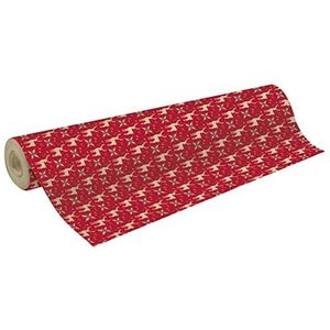 Clairefontaine 223901C – een spoel gerecycled ruw kraftpapier – afmetingen: 50 m x 70 cm – 70 g – motief: rode rendieren, Kerstmis – gerecycled papier, ideaal voor geschenkverpakkingen, doe-het-zelf,
