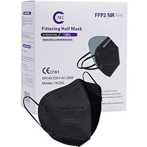 Eurekaled FFP2-maskers CE-gecertificeerd, 20 stuks, 5 lagen zonder ventiel, stofbescherming met hoge filterefficiëntie BFE ≥ 95%