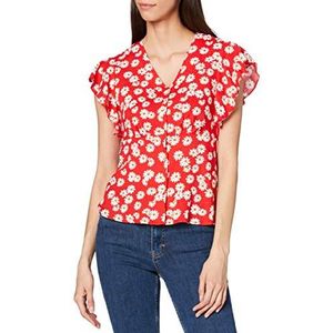 Joe Browns Damesblouse met bloemenpatroon en ruches en mouwen, A - Rood