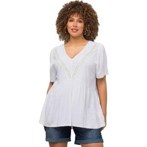 Ulla Popken Blouse avec Lacetape Femme, blanc neige., 60-62