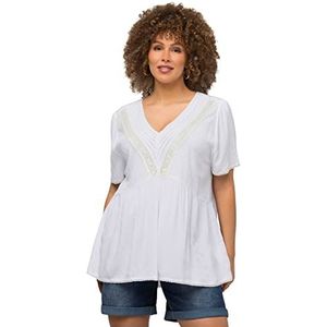 Ulla Popken Blouse avec Lacetape Femme, blanc neige., 60-62