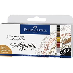 Faber-Castell Pitt 167506 kalligrafiepennen, 2,5 mm, meerkleurig, 6 stuks