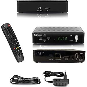 LEYF HD-Line IPTV Box Plus/Full HD 1080p/mediaspeler/Smart TV/Internet TV/Xtream (HDMI, 2x USB 2.0, Ethernet, AV, audio) + HDMI-kabel, compatibel met H.264 - H.265, YouTube, Web TV