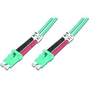 DIGITUS FO patchkabel OM3 – 2 m LC naar LC glasvezelkabel – LSZH – Duplex multimode 50/125µ – 10 GBit/s – Turquoise