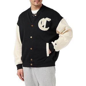 Champion Rochester 1919 Pop Punk Heavy Powerblend Fleece Bomber Sweatshirt voor heren, Zwart/Beige Chiaro