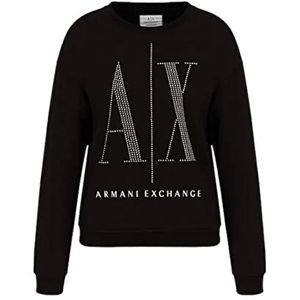 Armani Exchange Icon Studded Sweatshirt voor dames, zwart.