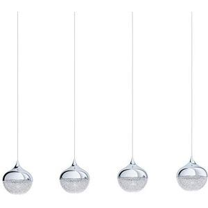 EGLO Mioglia 1 Hanglamp, 3 lichtpunten, modern, elegant, hanglamp van staal, kunststof en granille, chroom, wit, helder, eettafellamp, woonkamerlamp hangend met E14-fitting