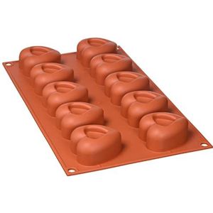 Silikomart 20.088.00.0060 SF088 bakvorm hart, middelgroot, 10 bakjes, siliconen, terracotta