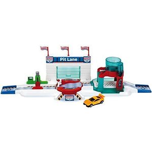 Theo Klein 2866 Bosch Car Service Pit Lane met kleurveranderende auto, hefbrug, wasstation enz., 1 voertuig met kleurverandering, afmetingen: 53 cm x 16,5 cm x 13,5 cm