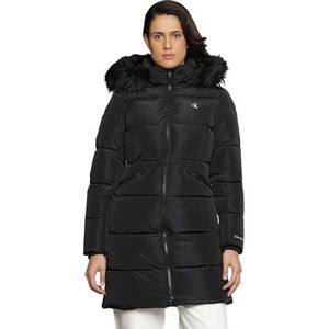 Calvin Klein Jeans Faux Fur Hooded Fitted Long Jkt J20j221890 Gewatteerde damesjassen, Zwart