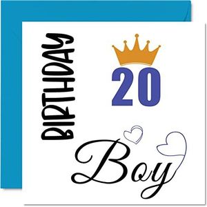 20 verjaardagskaart voor mannen - verjaardagskaart voor 20e jongens, mannen, zoon, broer, kleinkind, neef, vriend, neffe, 145 mm x 145 mm