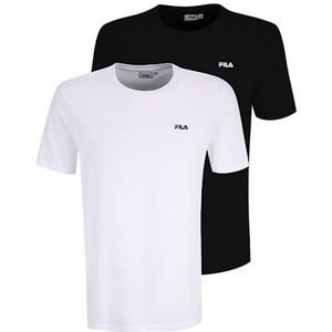 FILA Set van 2 T-shirts voor heren, geborduurd, Zwart/Wit