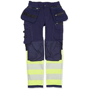 Blaklader Hi-Vis 199316428933D108 4-weg stretchbroek, D108, marineblauw/geel, maat D108, 1 verpakking (1 x 1 stuk), marineblauw, geel.