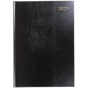 Collins Essential ESSA43.99-25 Weekplanner 2025, met harde kaft, leer, A4, zwart