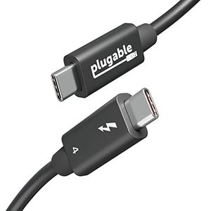 Plugable Thunderbolt 4-kabel met 240 W opladen, Thunderbolt gecertificeerd, 1 m, 1 x 8K display, 40 Gbit/s, compatibel met USB 4, Thunderbolt 3, USB-C