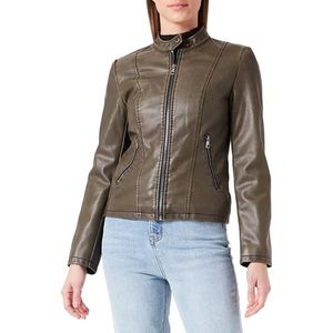 ONLY Veste de motard en cuir synthétique pour femme, Noir, XS