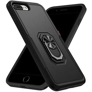 MILAN NICE Beschermhoes voor iPhone 8 Plus/7 Plus/6 Plus, nieuw design met 360 graden draaibare ring, schokbestendig, dubbele laag, TPU en polycarbonaat, beschermhoes, compatibel met zwart