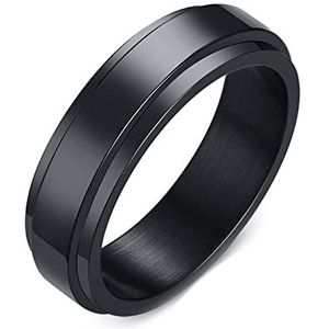 Epinki Roterende anti-stress ring, 6 mm gepolijste roterende ring zilver/zwart/goud/roségoud roestvrij staal heren draaibare ring