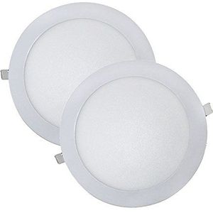 Wonderlamp LED-inbouwspot, extra vlak, rond, wit, 18 W (1480 lm), 6000 K, koudwit, 2 stuks, W-E00046