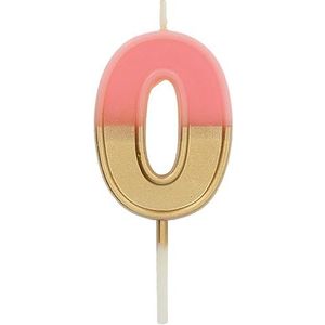 Folat 24210 Retro taartkaars met cijfer 0 roze 5 cm voor verjaardag, verjaardagsdecoratie, kinderfeest, bruiloft, bedrijfsfeest, verjaardag